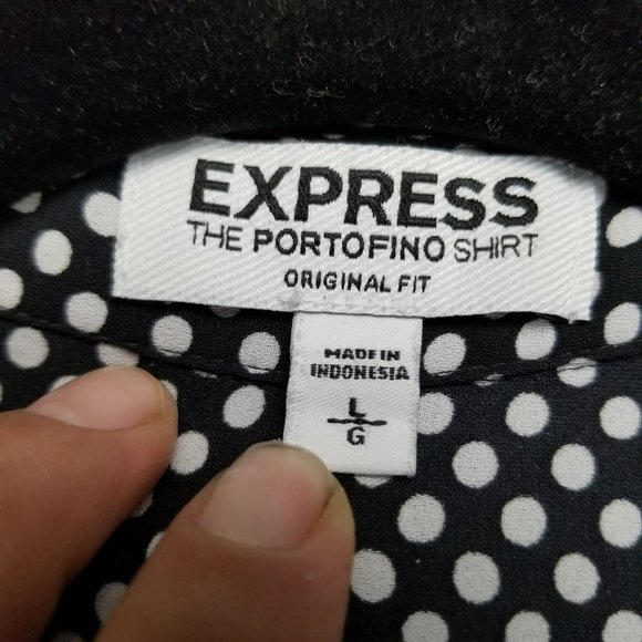 Express Shirt Womens Large Black Polka Dot Long Sleeve Button Up - Picture 5 of 10